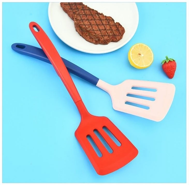 Silicone Slotted Turner Spatula Set Flipper Spatulas For Cooking With Nylon Handle